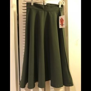 Olive full midi skirt